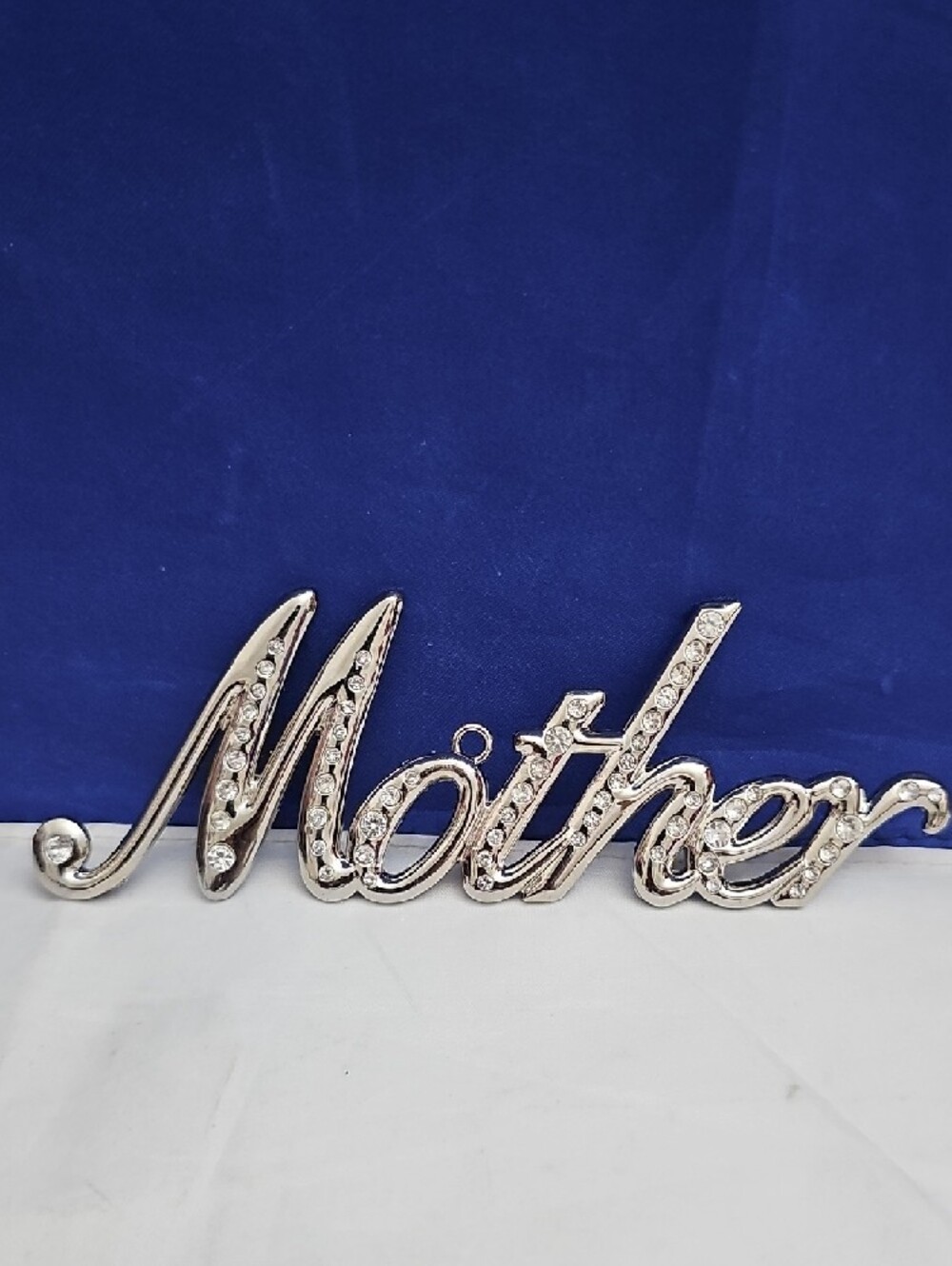 Silver Rhinestone "Mother" Script Pendant - Picture 2 of 7